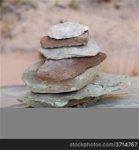 Stones arranged in stack, Utah, USA