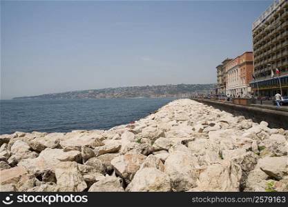 Stones at the seaside, Via Partenope, Bay of Naples, Naples, Naples Province, Campania, Italy