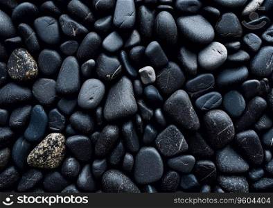 Stones black color and various shape background.Black stones texture.AI Generative