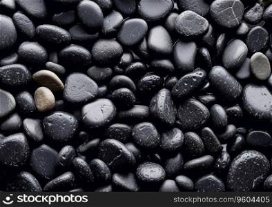 Stones black color and various shape background.Black stones texture.AI Generative