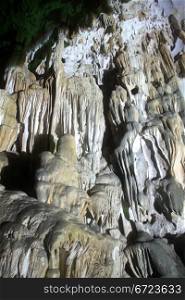 Stones inside Dau Go cave in Halong bay, Vietnam