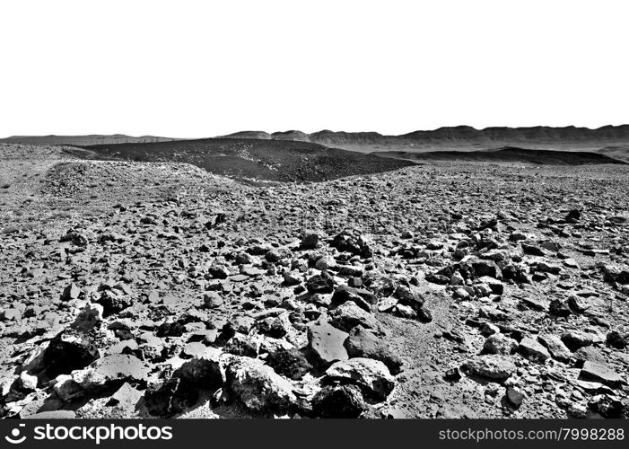 Stones of Grand Crater in Negev Desert, Israel, Retro Image Filtered Style