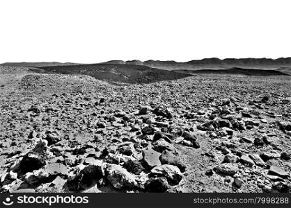 Stones of Grand Crater in Negev Desert, Israel, Retro Image Filtered Style
