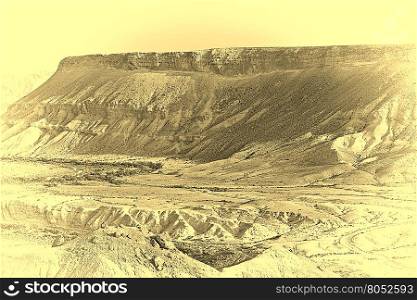 Stones of Negev Desert in Israel, Retro Image Filtered Style