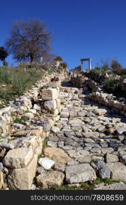 Stones on the old street in Kaunos nearDalyan, Turkey