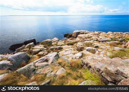 Stony coast at Christianso near Bornholm in the Baltic Sea Denmark Scandinavia Europe.. stony coast at christianso near bornholm