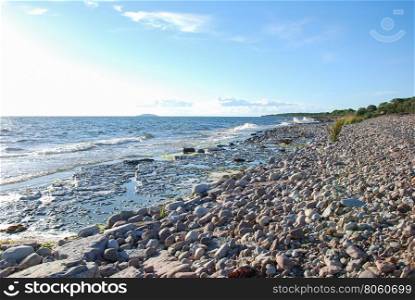 Stony flat rock coast at the swedish island Oland