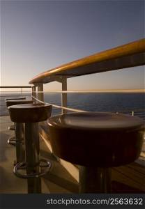 Stools on cruise ship at Mediteranean Sea