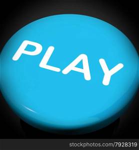Stop Button As Symbol For Panic Or Warning. Play Switch Shows Playing Online Gaming Or Gambling