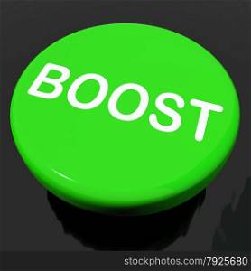 Stop Button As Symbol For Panic Or Warning. Boost Button Showing Promote Increase Encourage