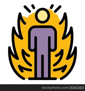 Stop fire violence icon. Outline stop fire violence vector icon color flat isolated. Stop fire violence icon color outline vector