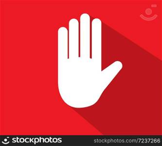 Stop hand octagonal sign for prohibited activities, logo Vector illustration