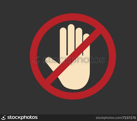 Stop hand octagonal sign for prohibited activities, logo Vector illustration