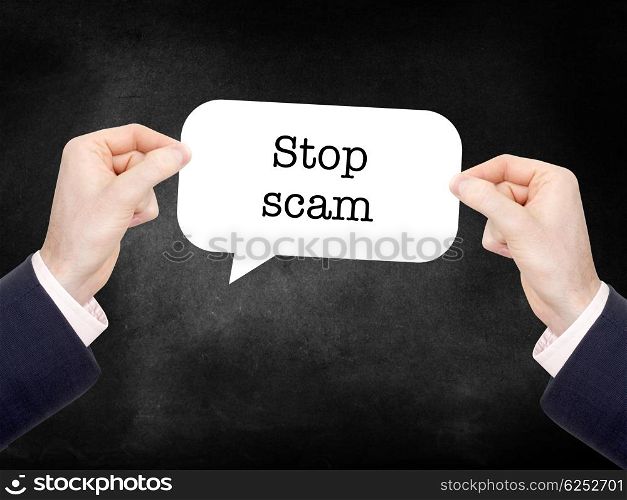 Stop scam written on a speechbubble