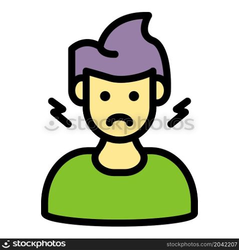 Stop self violence icon. Outline stop self violence vector icon color flat isolated. Stop self violence icon color outline vector