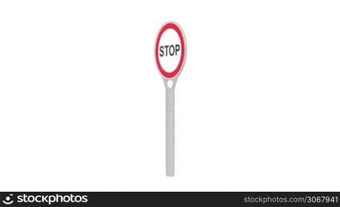 Stop sign rotates on white background