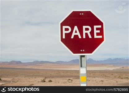 Stop sign, San Pedro de Atacama, El Loa Province, Antofagasta Region, Chile