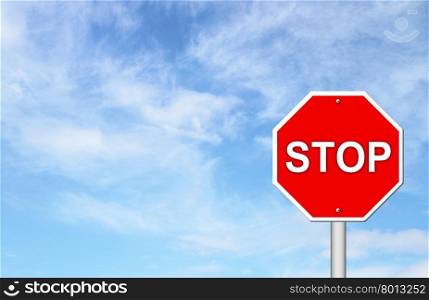 stop sign with blue sky blank for text