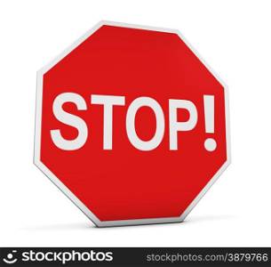 Stop sign with exclamation point on white background.