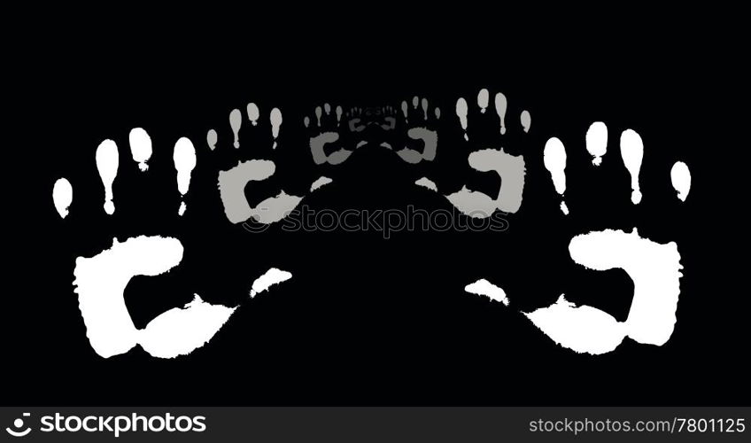 Stop signs. Handprints on black. Vector illustrations. Vector handprints