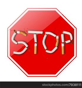 Stop smoking sign on white background