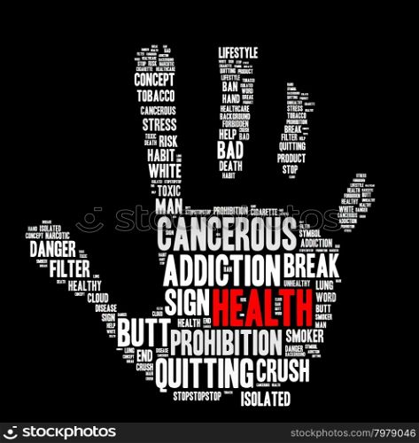 Stop smoking word cloud concept over black background