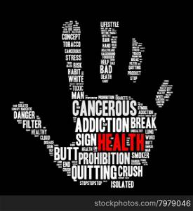 Stop smoking word cloud concept over black background