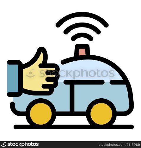 Stop unmanned taxi icon. Outline stop unmanned taxi vector icon color flat isolated. Stop unmanned taxi icon color outline vector