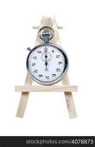 Stop Watch on a wooden Easel used to hold items for display - path included