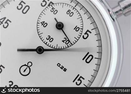 Stopwatch closeup. With a moving arrow. Active