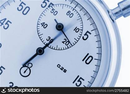 Stopwatch closeup. With a moving arrow. Active