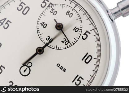 Stopwatch closeup. With a moving arrow. Active