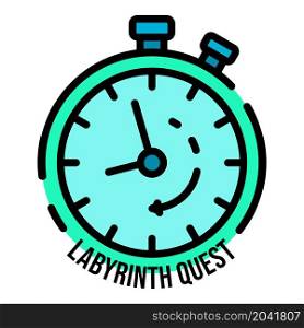 Stopwatch labyrinth quest icon. Outline stopwatch labyrinth quest vector icon color flat isolated. Stopwatch labyrinth quest icon color outline vector