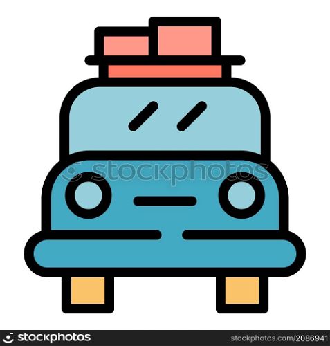 Storage car roof box icon. Outline storage car roof box vector icon color flat isolated. Storage car roof box icon color outline vector