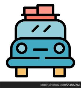 Storage car roof box icon. Outline storage car roof box vector icon color flat isolated. Storage car roof box icon color outline vector