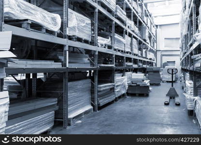 storage of goods in a modern warehouse