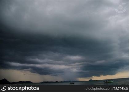 storm and black cloud in the sea