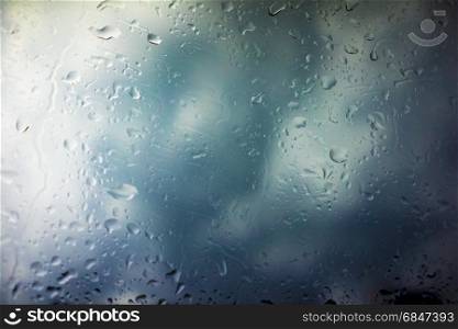 Storm Clouds Background, Drops of Rain on Glass, Rain Drops on Clear Window, Drops Of Rain On Glass Background, Autumn Abstract Backdrop, Clouds Backgrounds with Water Drops,Storm Weather Background