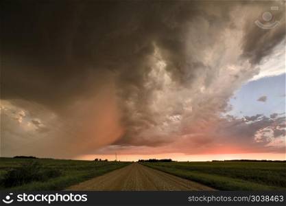 Storm Clouds Canada rural countryside Prairie Scene Sunset. Storm Clouds Canada