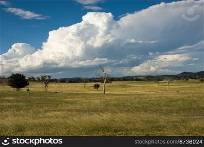Storm clouds gather over farmland in Southern New South Wales, Australia