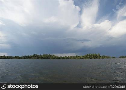 Storm clouds in the horizon sky at Lake of the Woods, Ontario