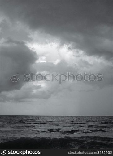 Storm clouds over the ocean.
