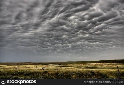 Storm Clouds Saskatchewan with farm field in foreground