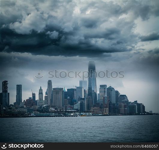 storm in Manhattan. The view from the Hudson River.