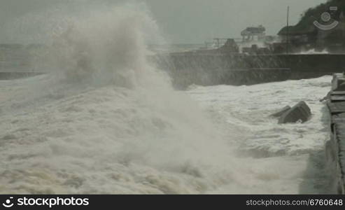 Storm on the city embankment