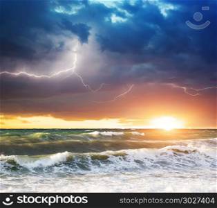 Storm on the sea. Composition of nature.. Storm on the sea