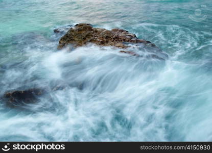 Storm, rock near the shore.