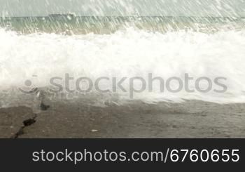 Stormy Black sea, tanker on the horizon