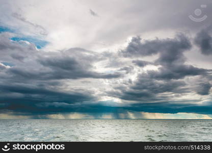 Stormy seascape sea horizon and sky. Natural composition of nature. Landscape. View from ship boat.. seascape sea horizon and sky.