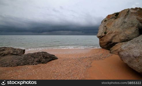 stormy skies on the beach.